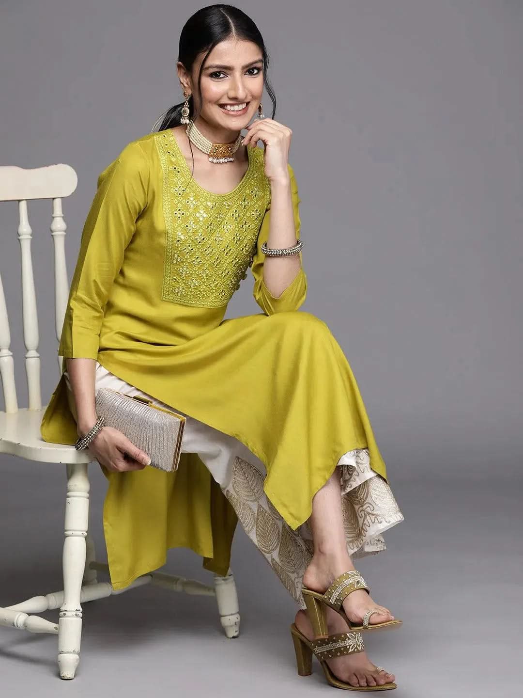 

Buy Lime Green Yoke Design Rayon Kurta - 23484-XS | Libas Ethnic Wear Online