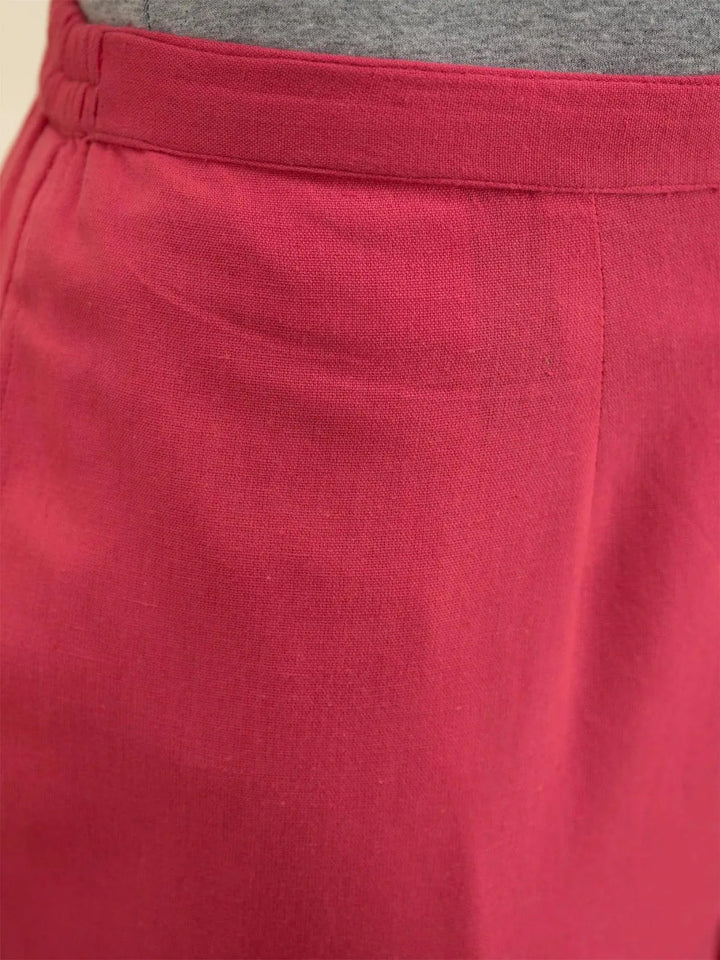 Magenta Solid Cotton Trousers - Libas