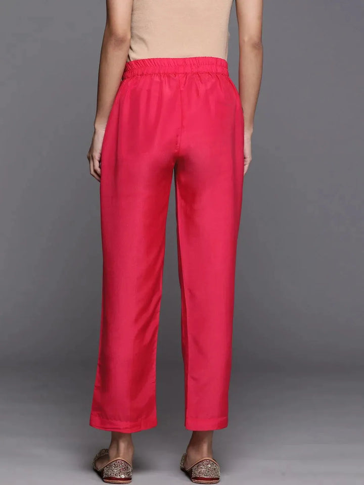 Magenta Solid Silk Blend Palazzos - Libas