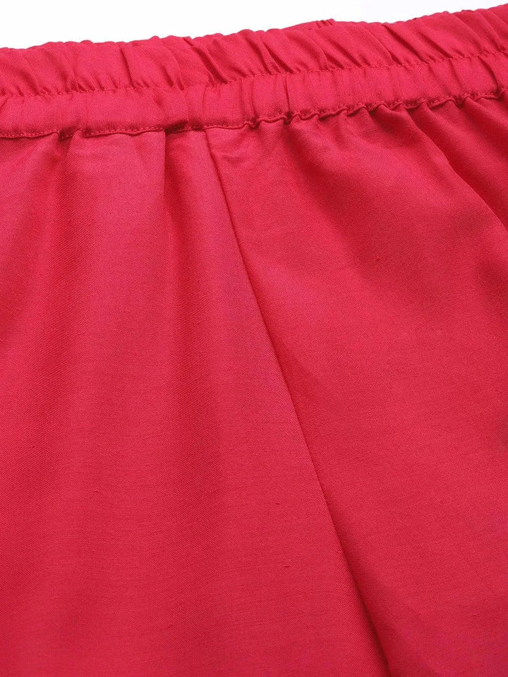 Magenta Solid Silk Blend Palazzos - Libas