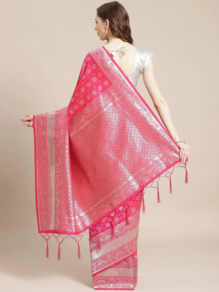 Magenta Woven Design Brocade Saree - Libas