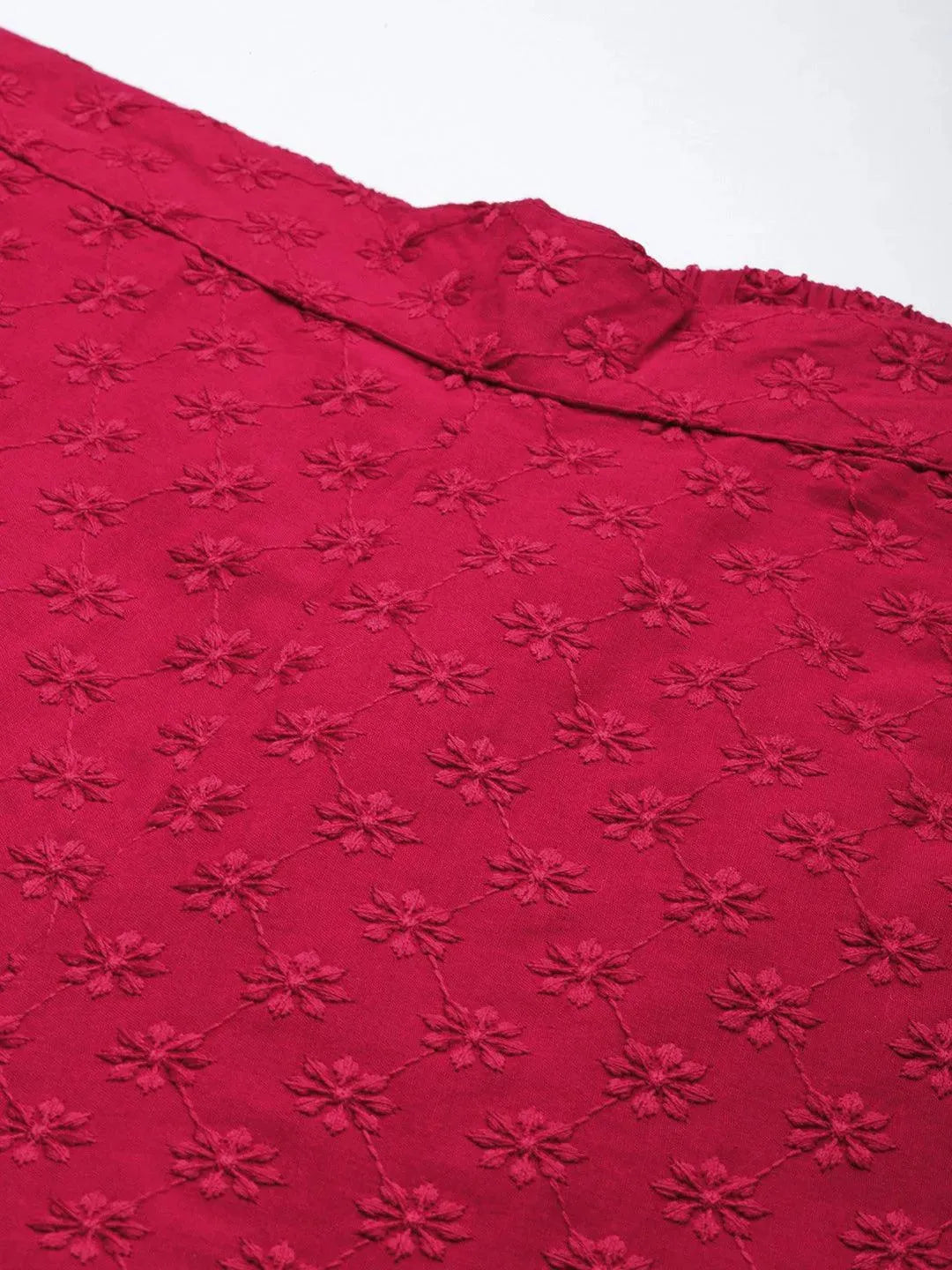 Maroon Embroidered Cotton Palazzos - Libas 