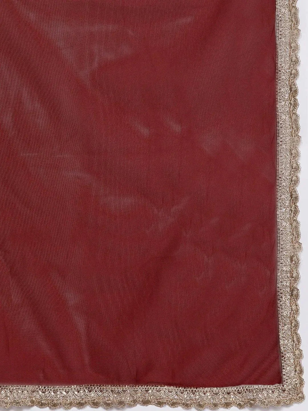 Maroon Embroidered Georgette Anarkali Suit Set With Churidar - Libas 