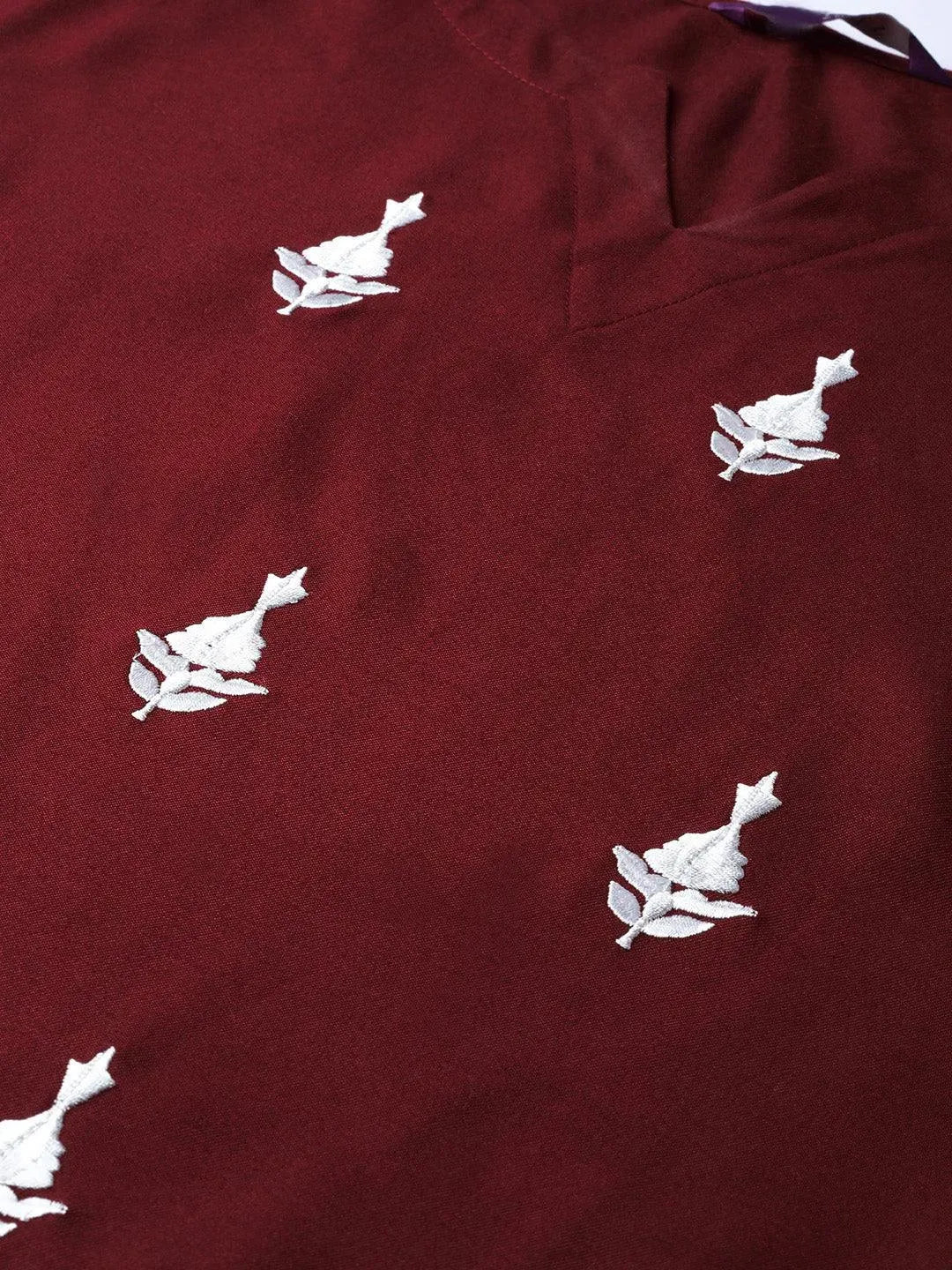 Maroon Embroidered Rayon Suit Set - Libas 