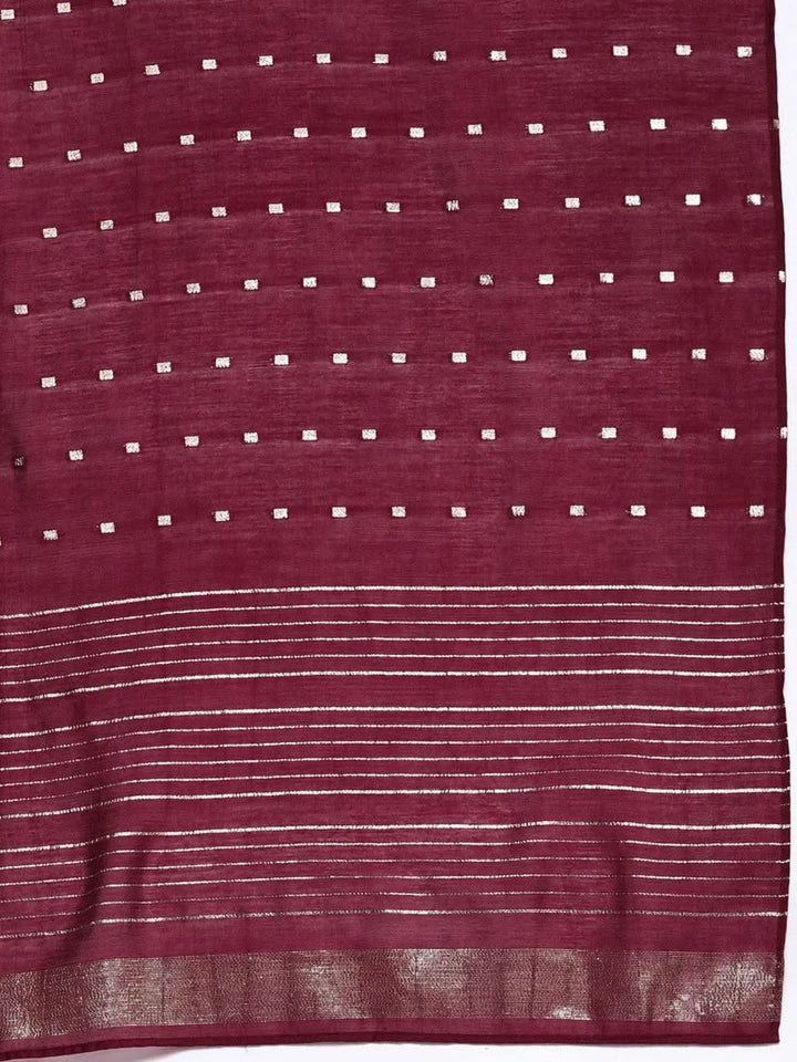 Maroon Embroidered Silk Blend Straight Suit Set - Libas