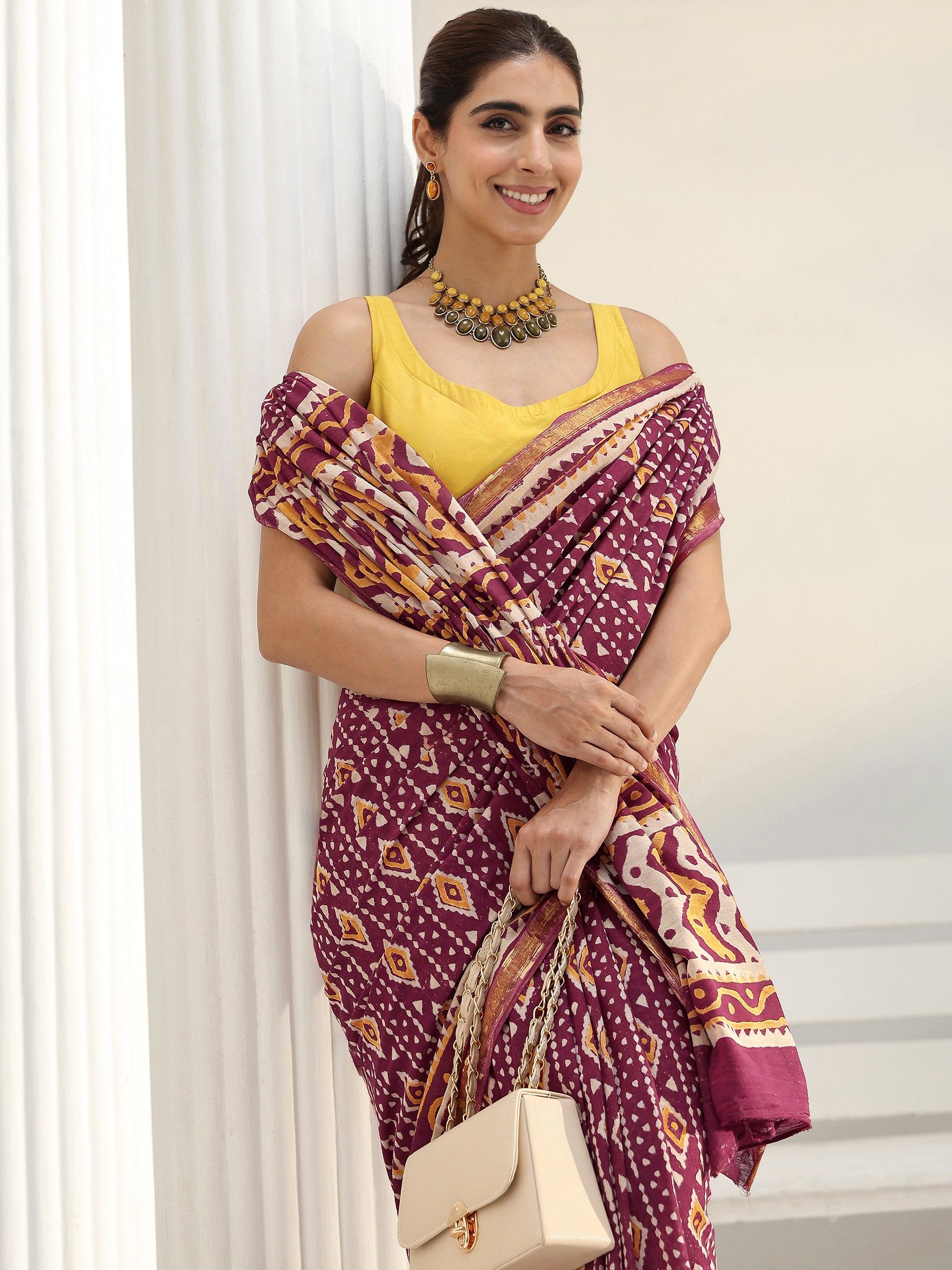 libas Maroon Ethnic Printed Cotton Saree-picture-15