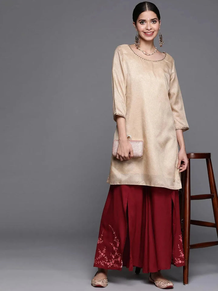 Maroon Hem Design Rayon Palazzos - Libas