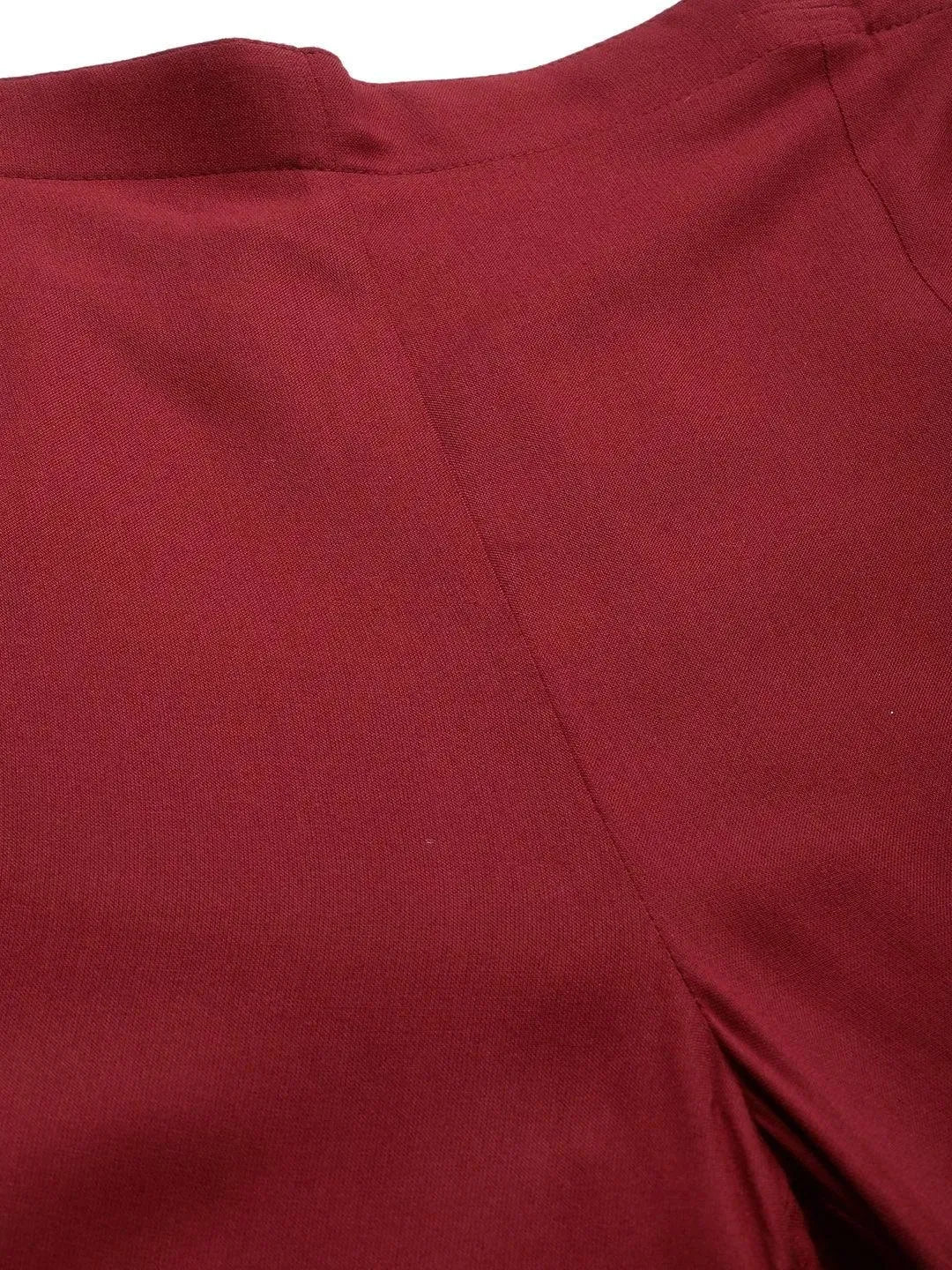 Maroon Hem Design Rayon Palazzos - Libas 