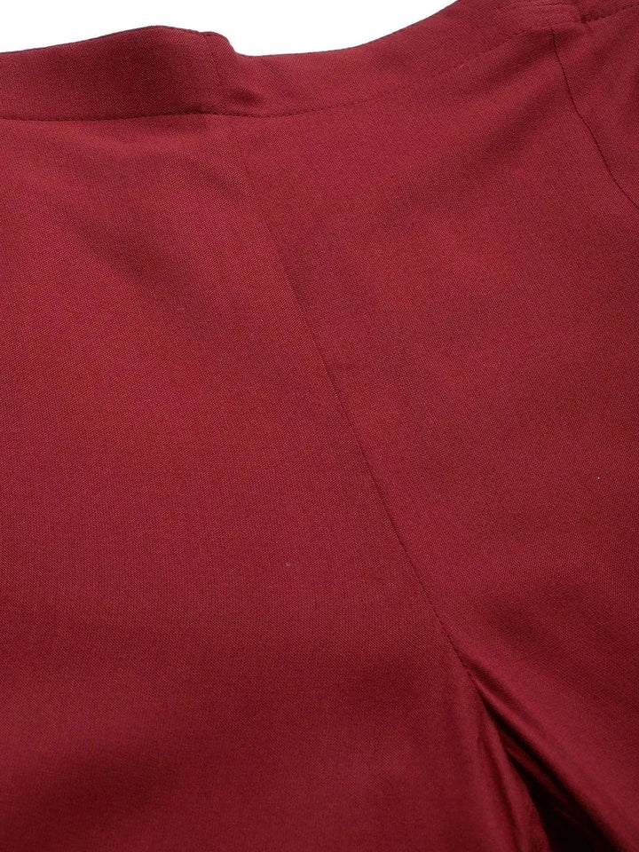 Maroon Hem Design Rayon Palazzos - Libas