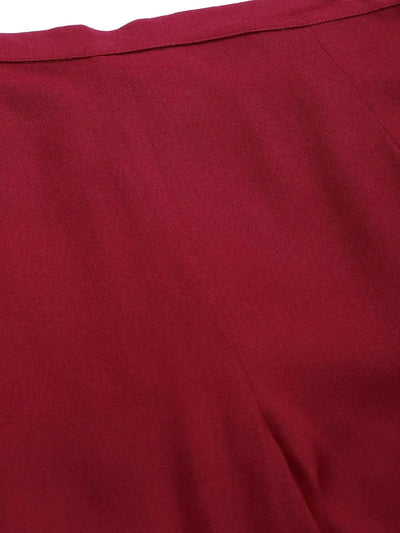 Maroon Hem Design Rayon Palazzos - Libas