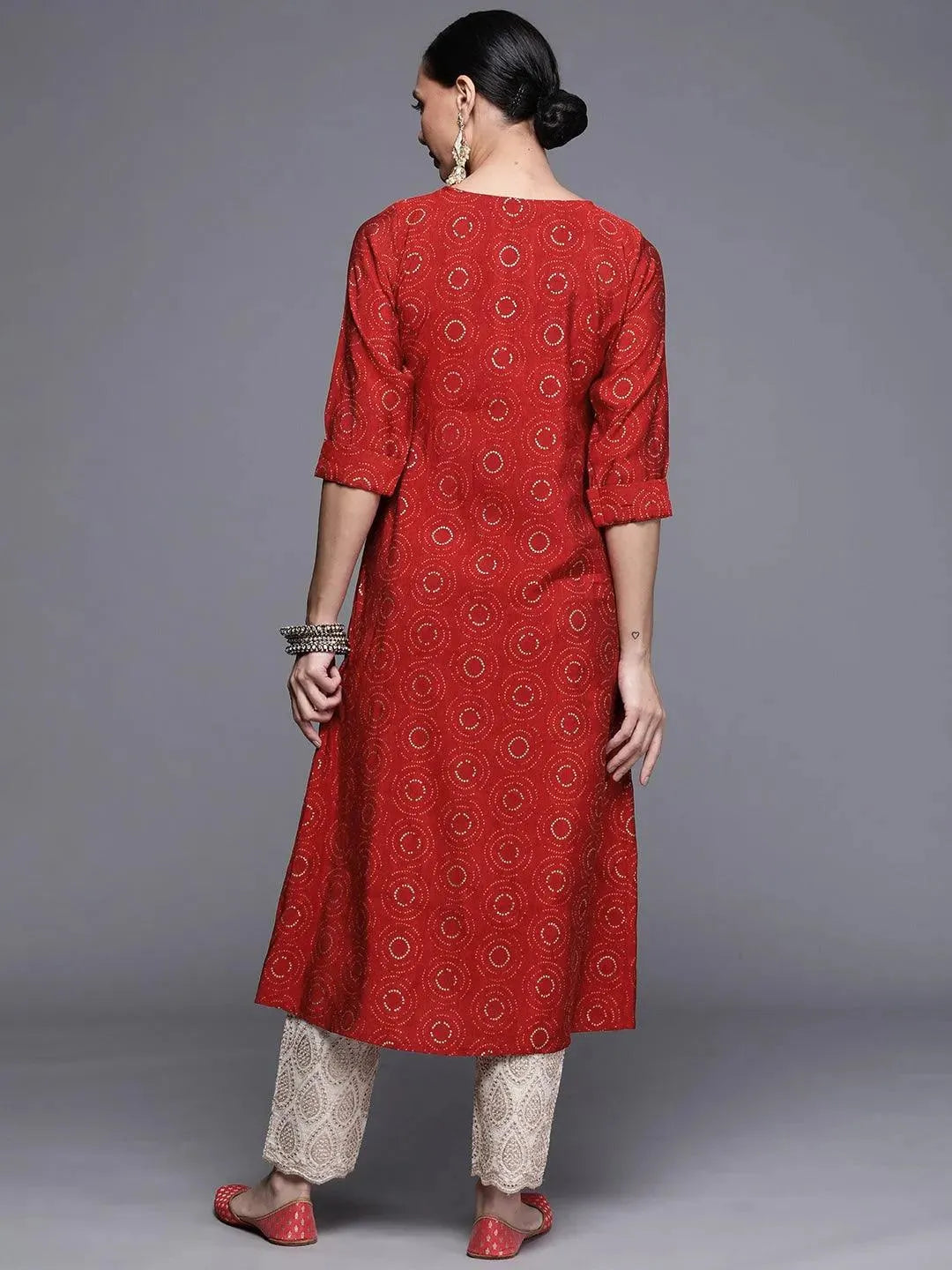Maroon Printed Chanderi Silk Kurta - Libas 
