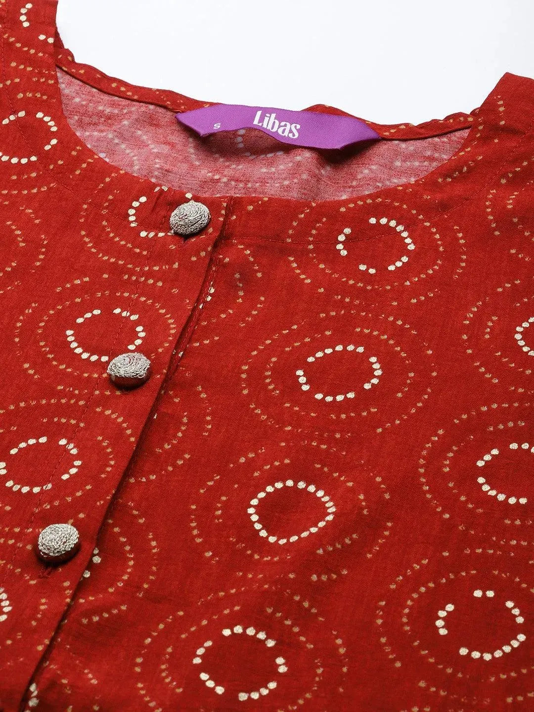 Maroon Printed Chanderi Silk Kurta - Libas 