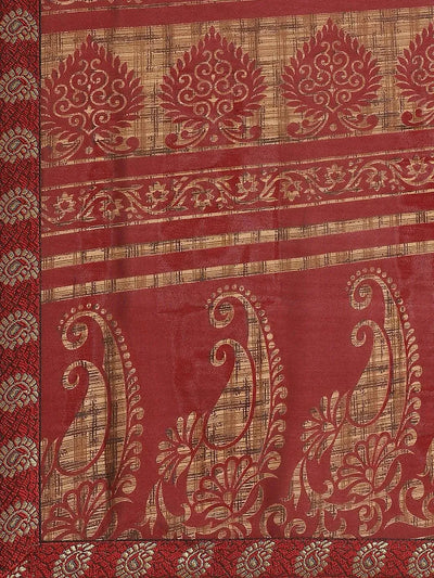 Maroon Printed Chiffon Saree - Libas