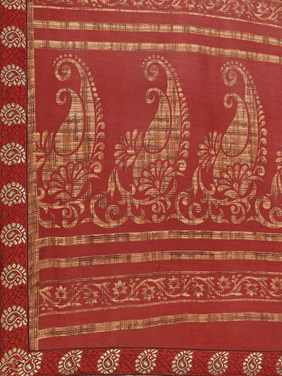 Maroon Printed Chiffon Saree - Libas