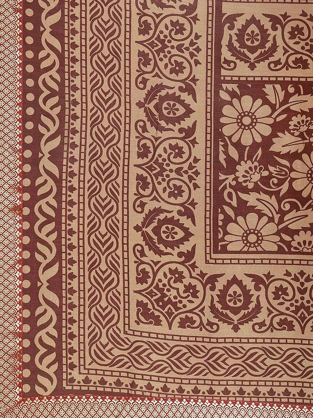 Maroon Printed Chiffon Saree - Libas