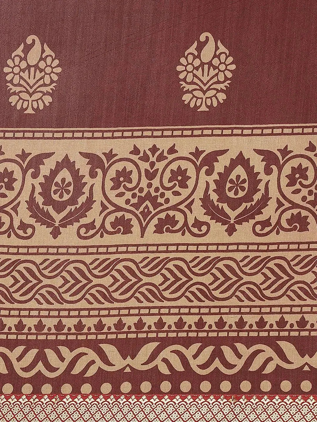 Maroon Printed Chiffon Saree - Libas 