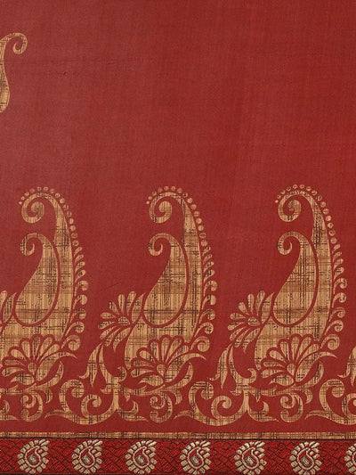 Maroon Printed Chiffon Saree - Libas