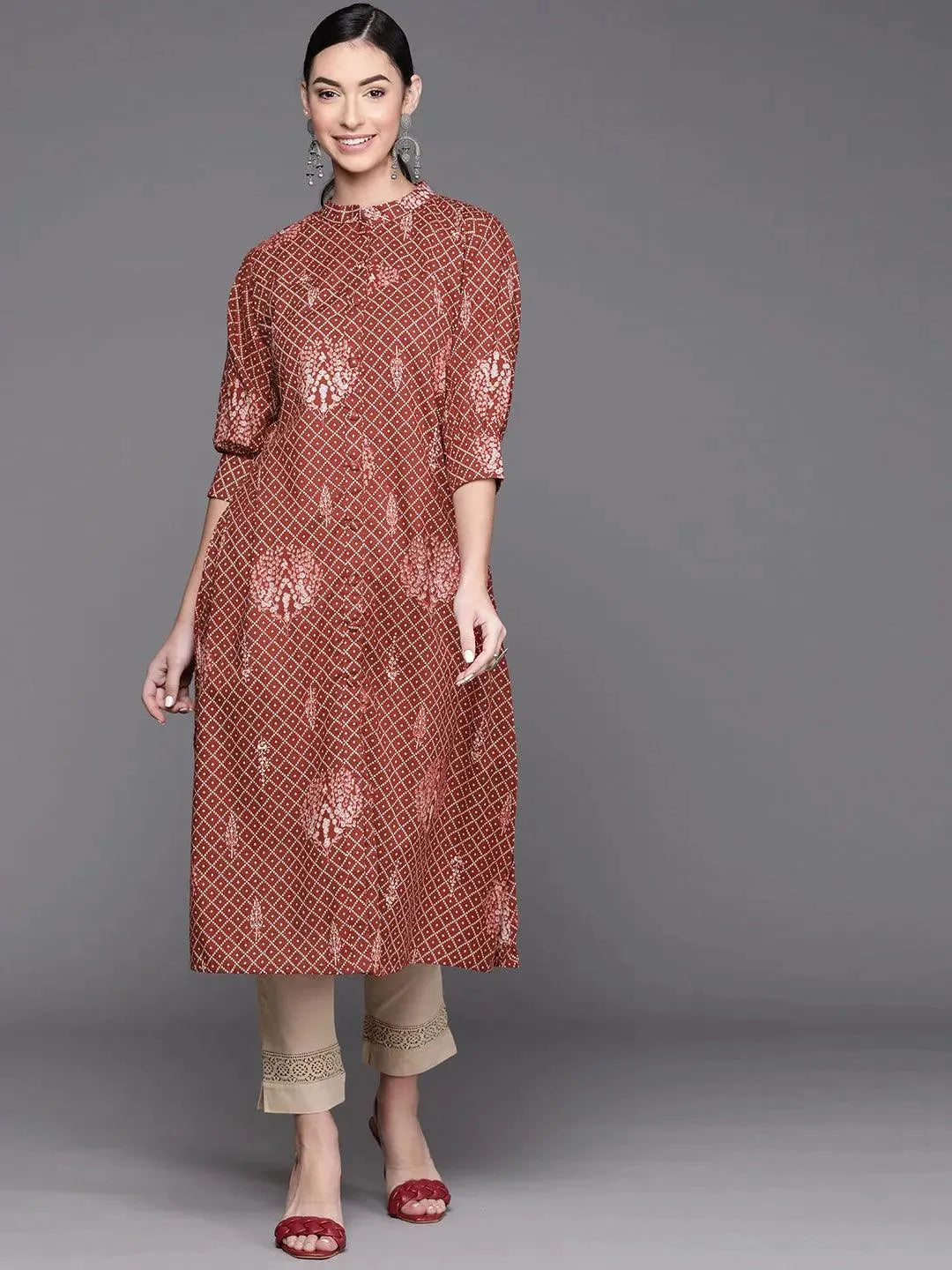 

Buy Maroon Printed Cotton Kurta - 23124O-XS | Libas Ethnic Wear Online