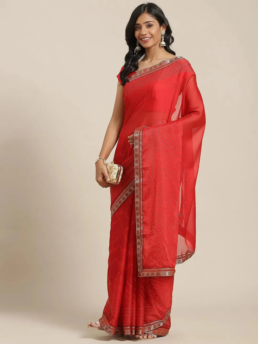 Maroon Printed Georgette Saree - Libas