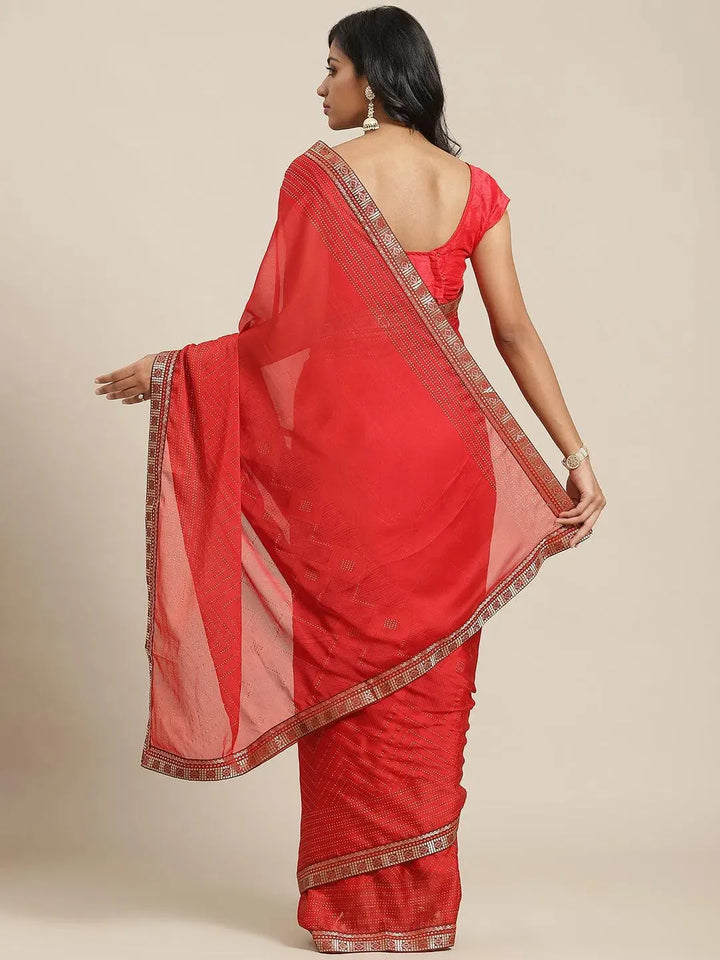 Maroon Printed Georgette Saree - Libas