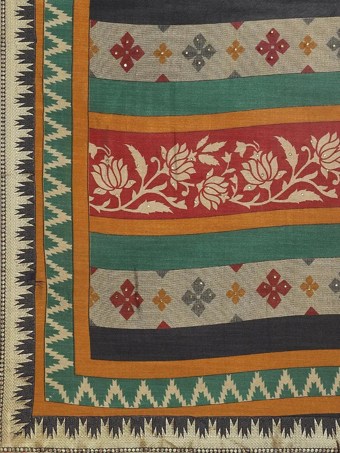 Maroon Printed Polyester Saree - Libas 