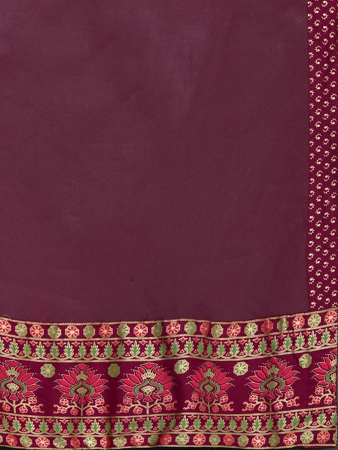 Maroon Printed Rayon Anarkali Kurta With Trousers & Dupatta - Libas 