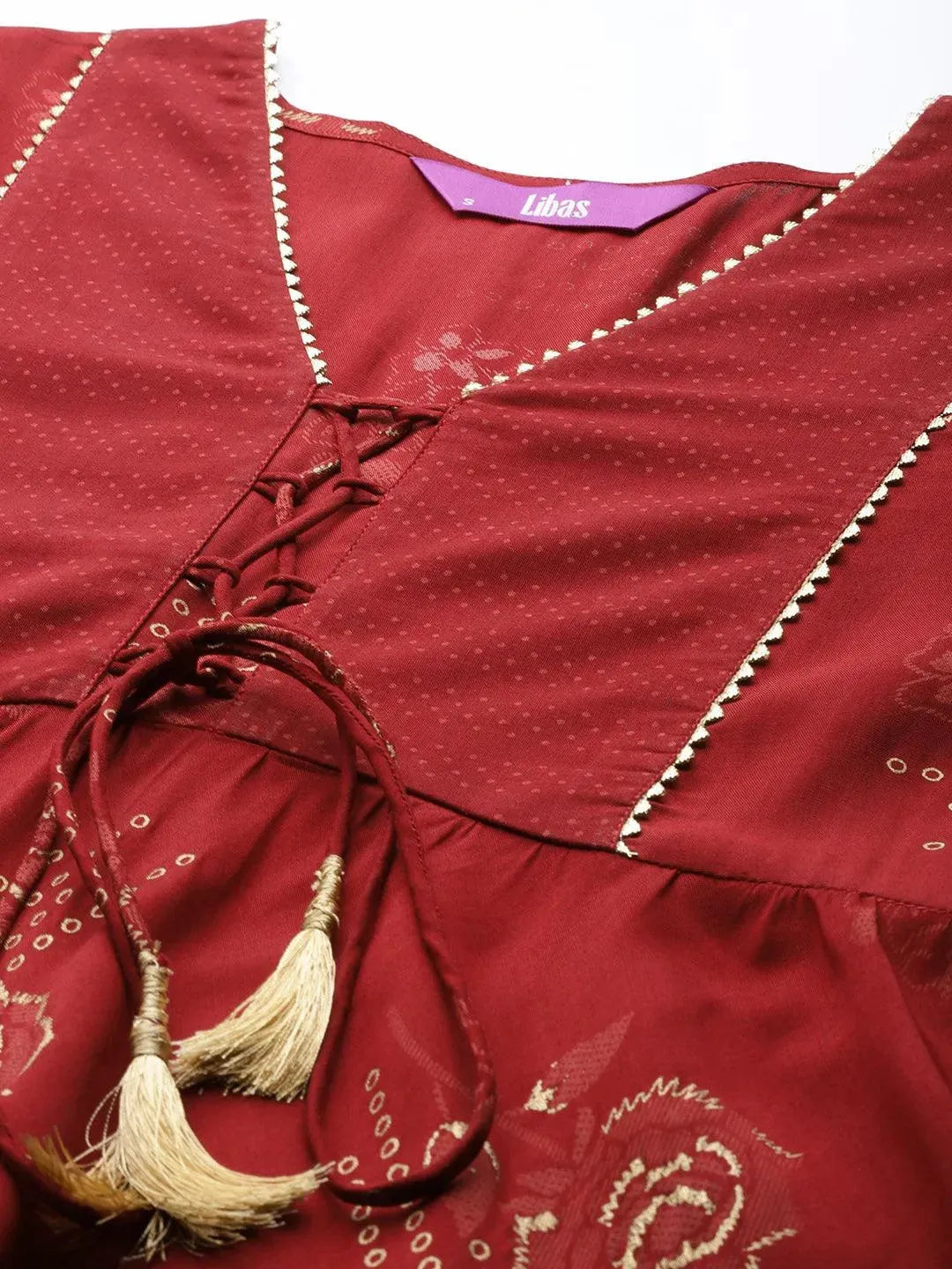 

Maroon Printed Rayon Kurta