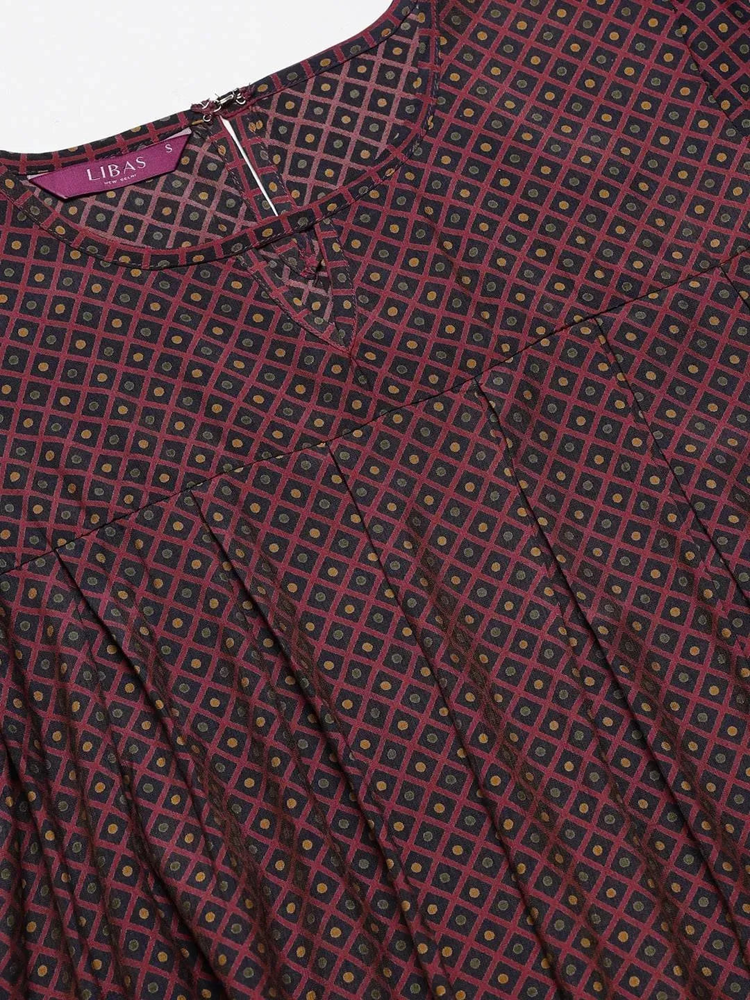 Maroon Printed Rayon Kurti - Libas
