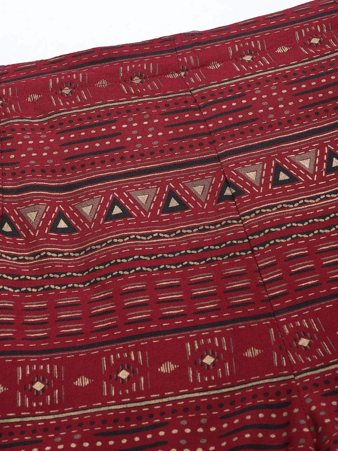 Maroon Printed Rayon Palazzos - Libas 