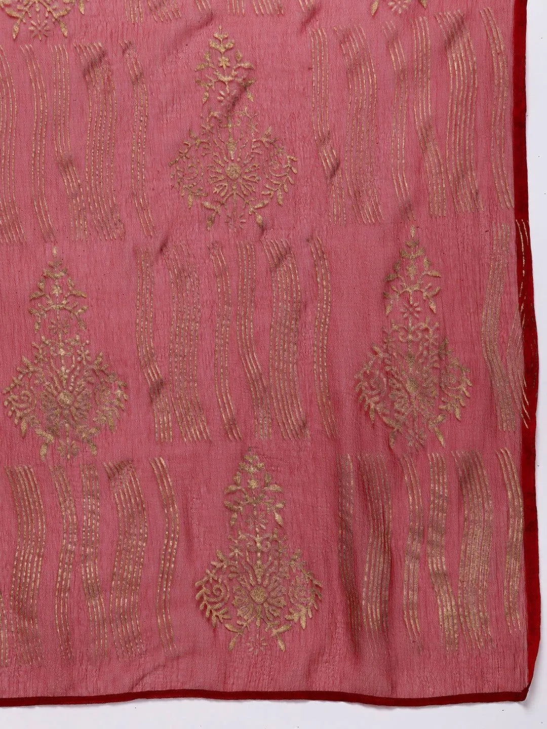 Maroon Printed Rayon Straight Kurta With Palazzos & Dupatta - Libas 