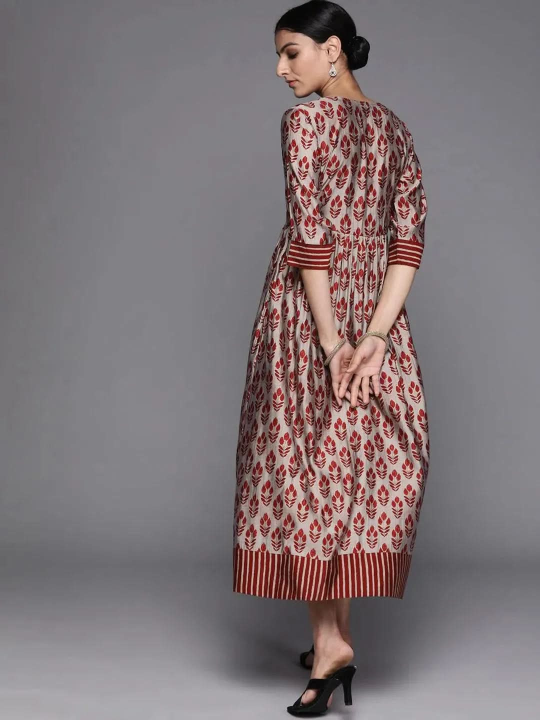 

Buy Maroon Printed Silk Dress - 23135O-XS | Libas Ethnic Wear Online
