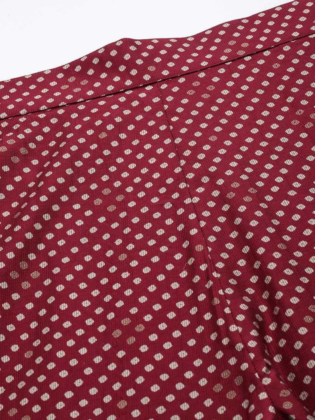 Maroon Self Design Silk Trousers - Libas 