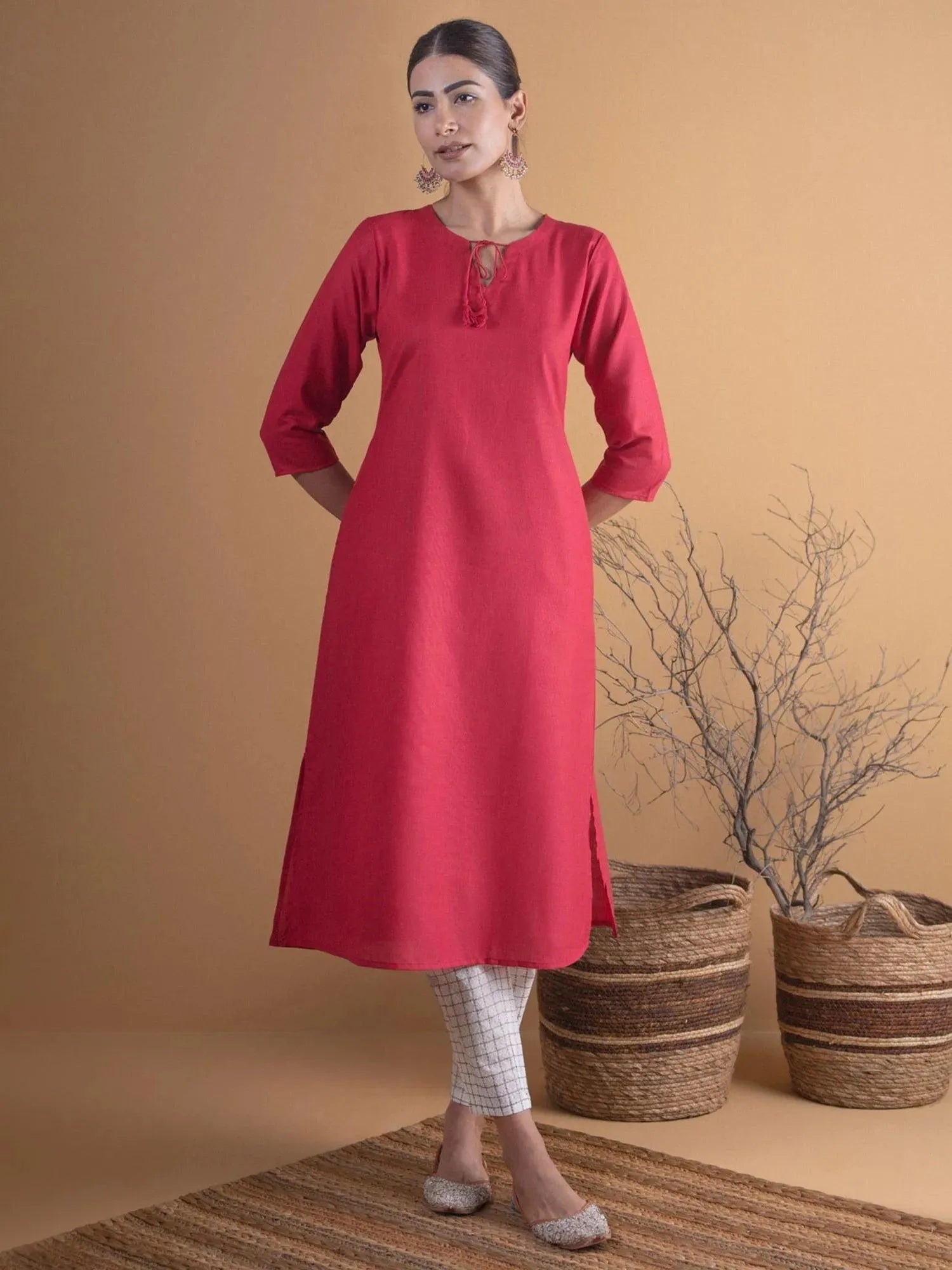 libas Maroon Solid Cotton Kurta-picture-61