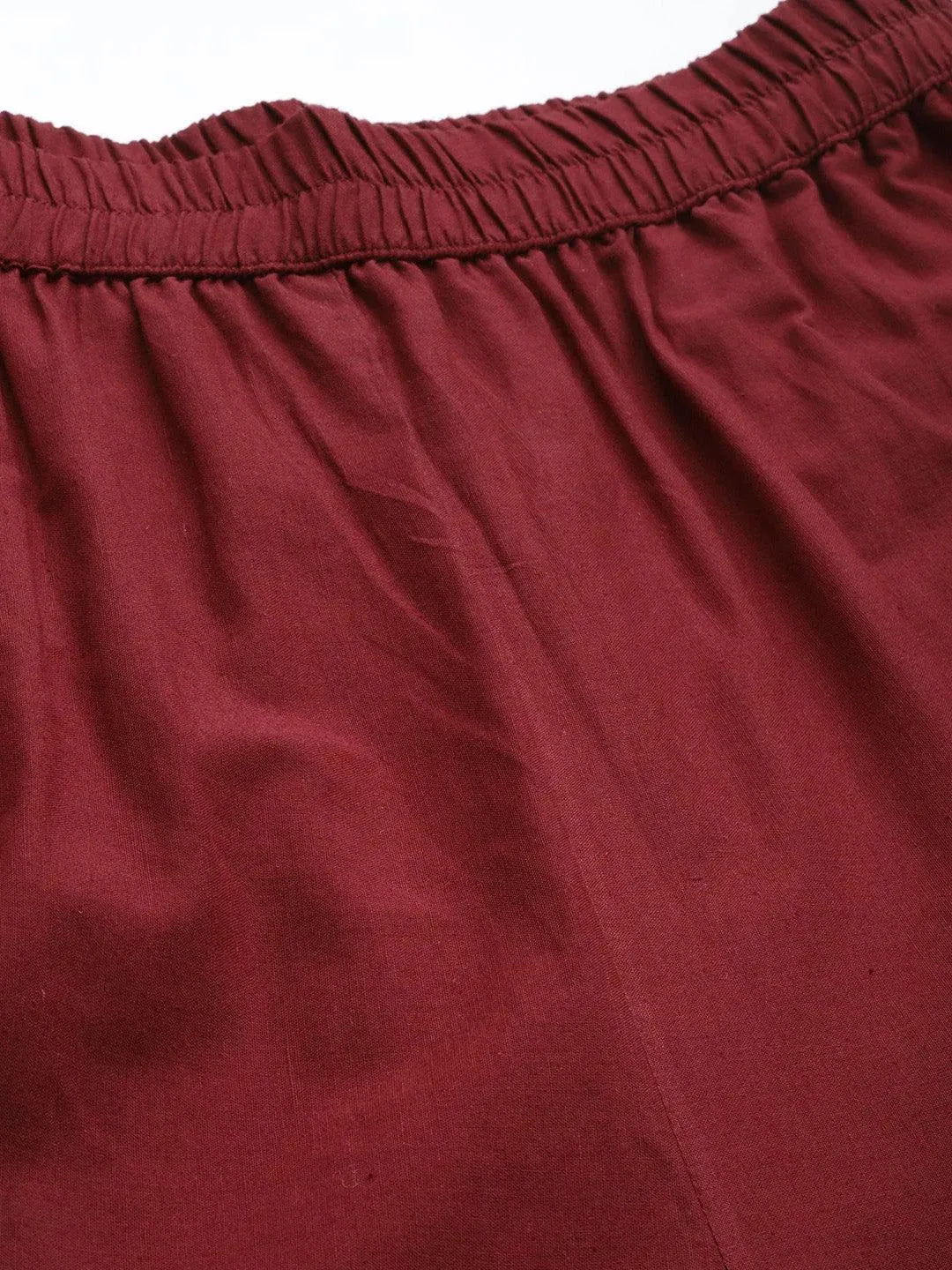 Maroon Solid Cotton Palazzos - Libas 