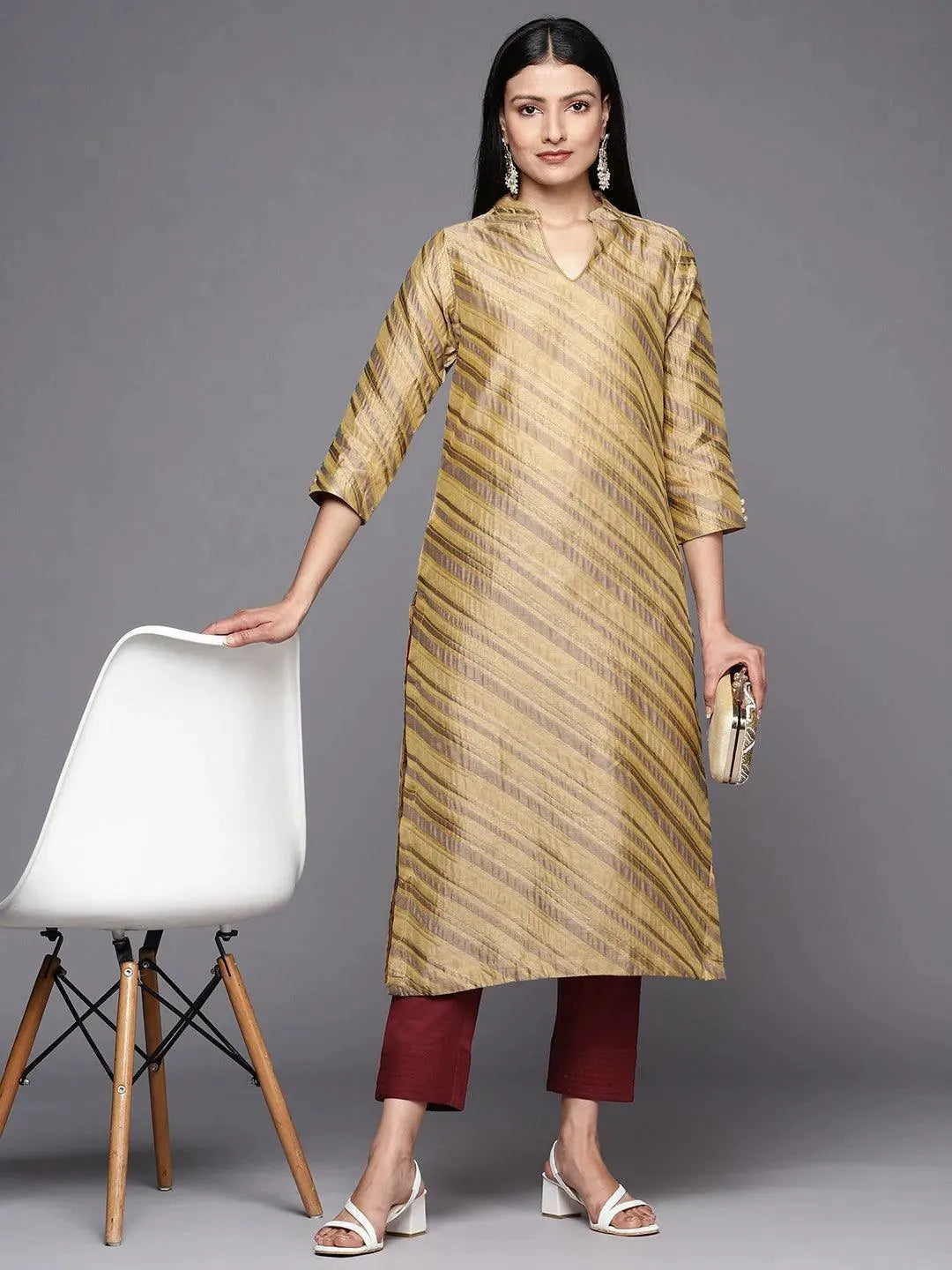 Maroon Solid Cotton Trousers - Libas 