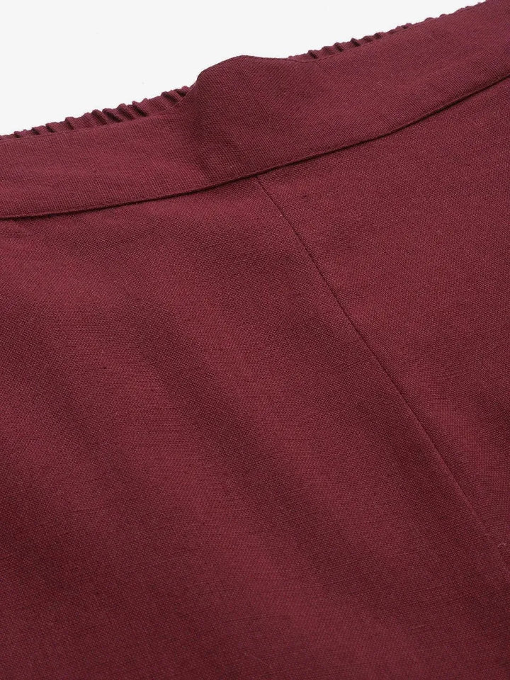 Maroon Solid Cotton Trousers - Libas
