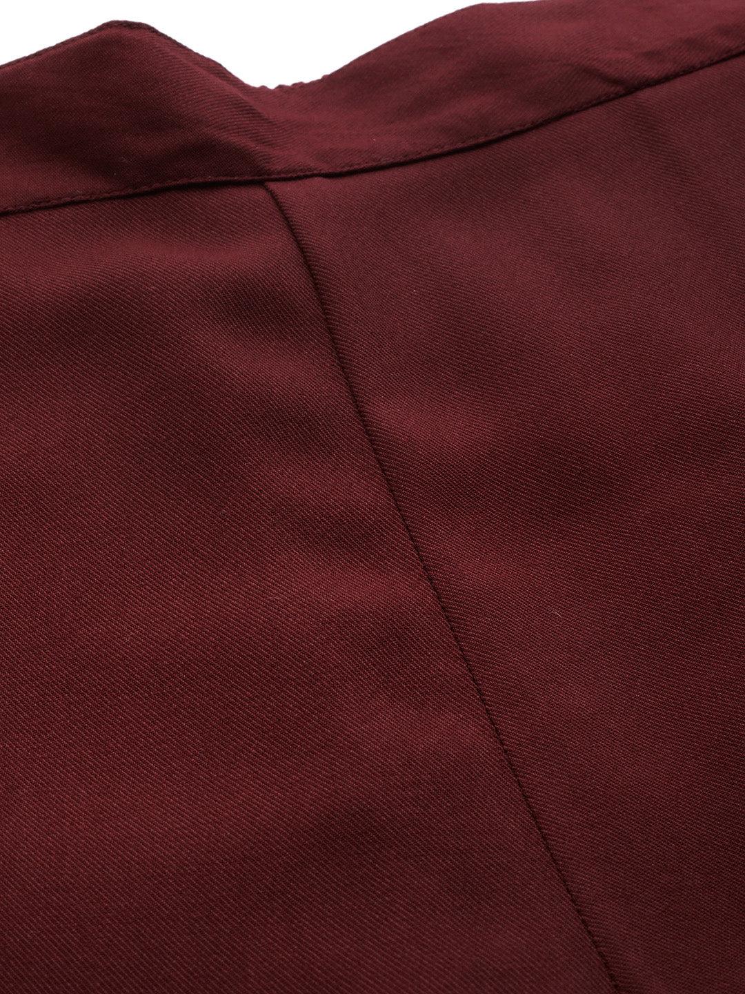 Maroon Solid Pashmina Wool Trousers