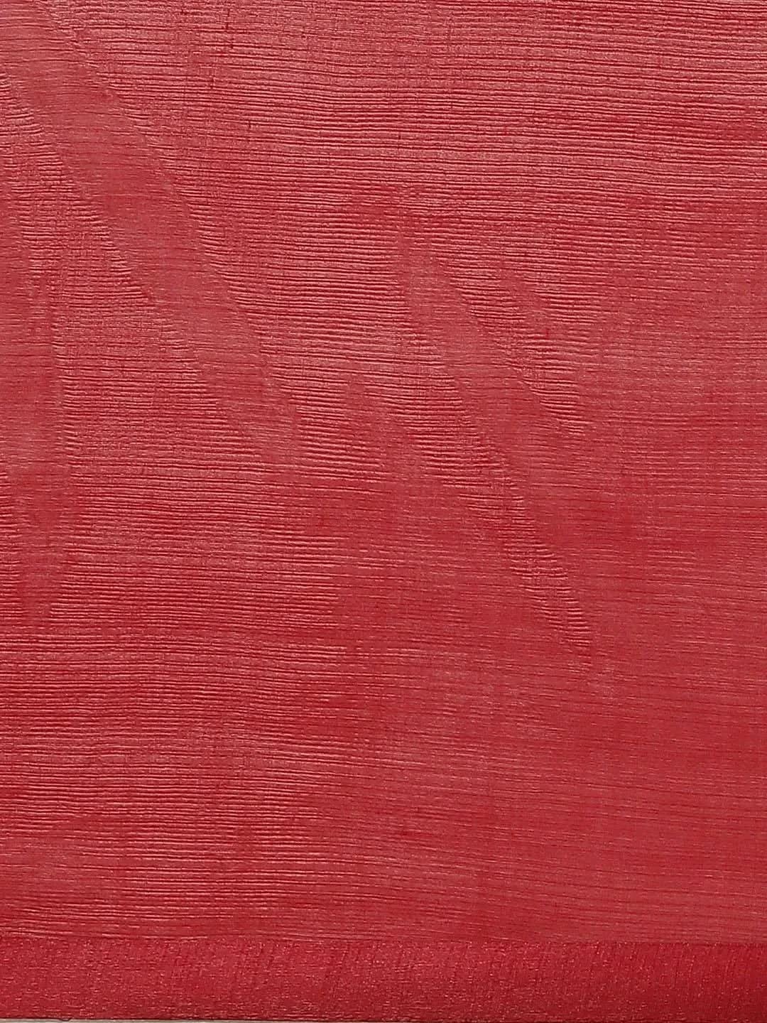 Maroon Solid Polyester Saree - Libas 