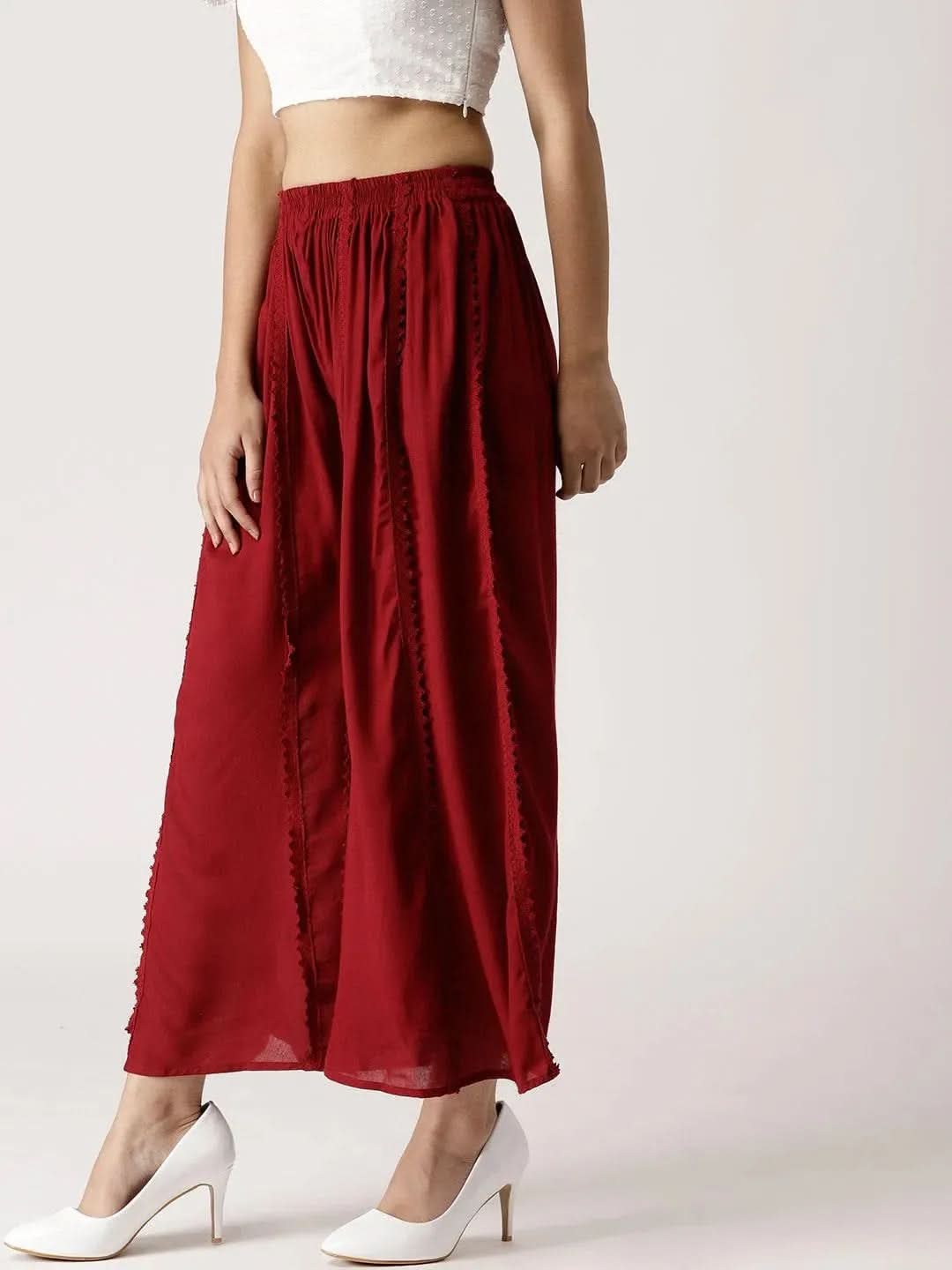 

Buy Maroon Solid Rayon Palazzos - PL590-XL | Libas Ethnic Wear Online