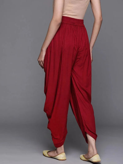 Maroon Solid Rayon Salwar Pants - Libas