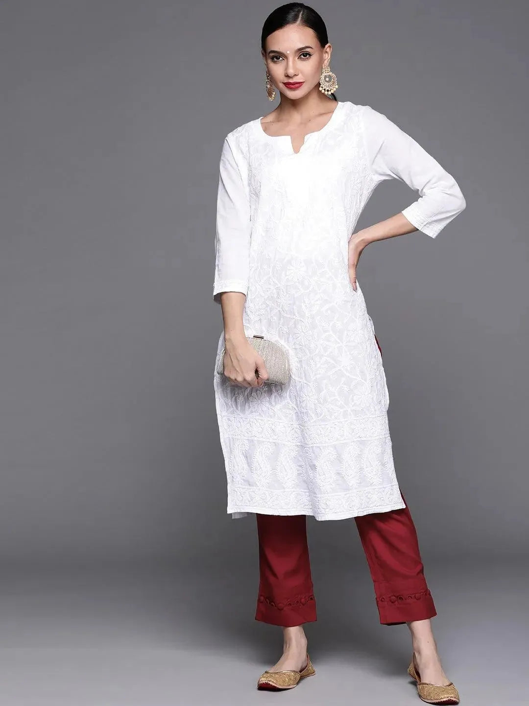 Maroon Solid Rayon Trousers - Libas 