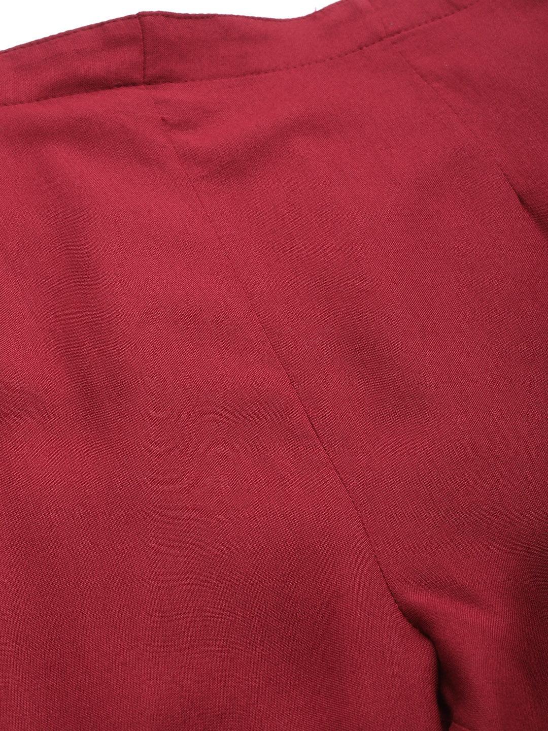 Maroon Solid Rayon Trousers