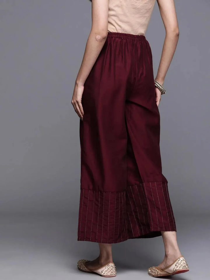 Maroon Solid Silk Palazzos - Libas