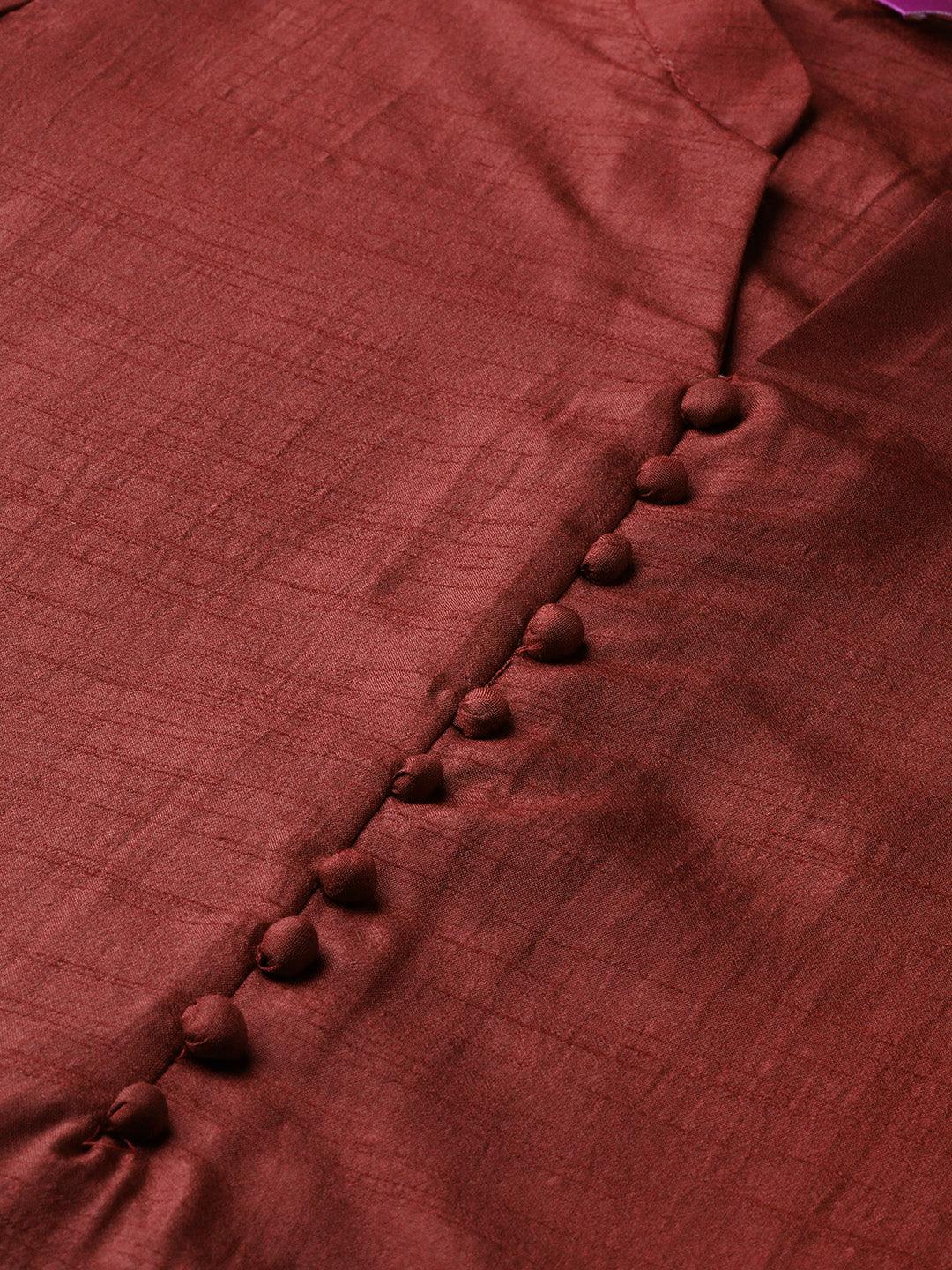 Maroon Solid Silk Suit Set - Libas