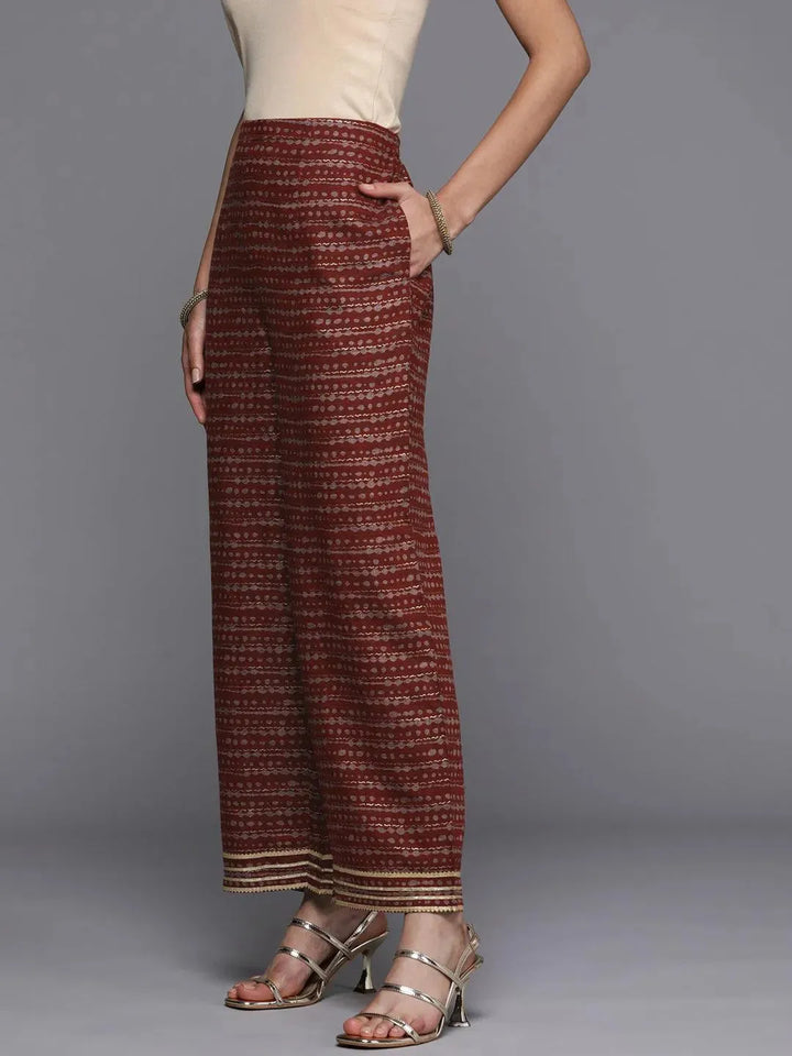 Maroon Striped Rayon Palazzos - Libas