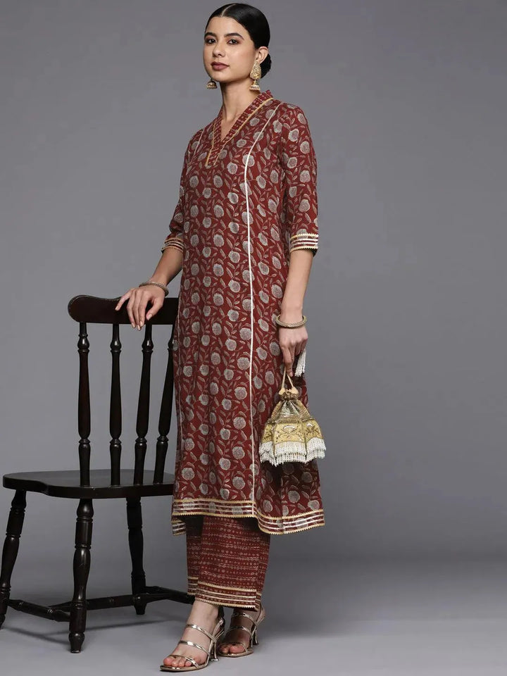 Maroon Striped Rayon Palazzos - Libas