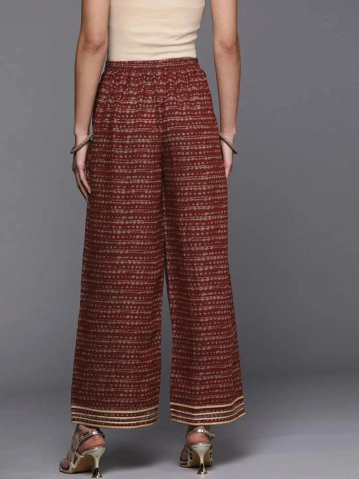 Maroon Striped Rayon Palazzos - Libas