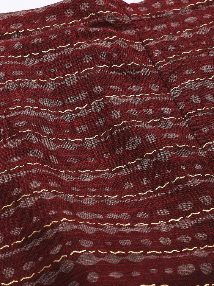 Maroon Striped Rayon Palazzos - Libas