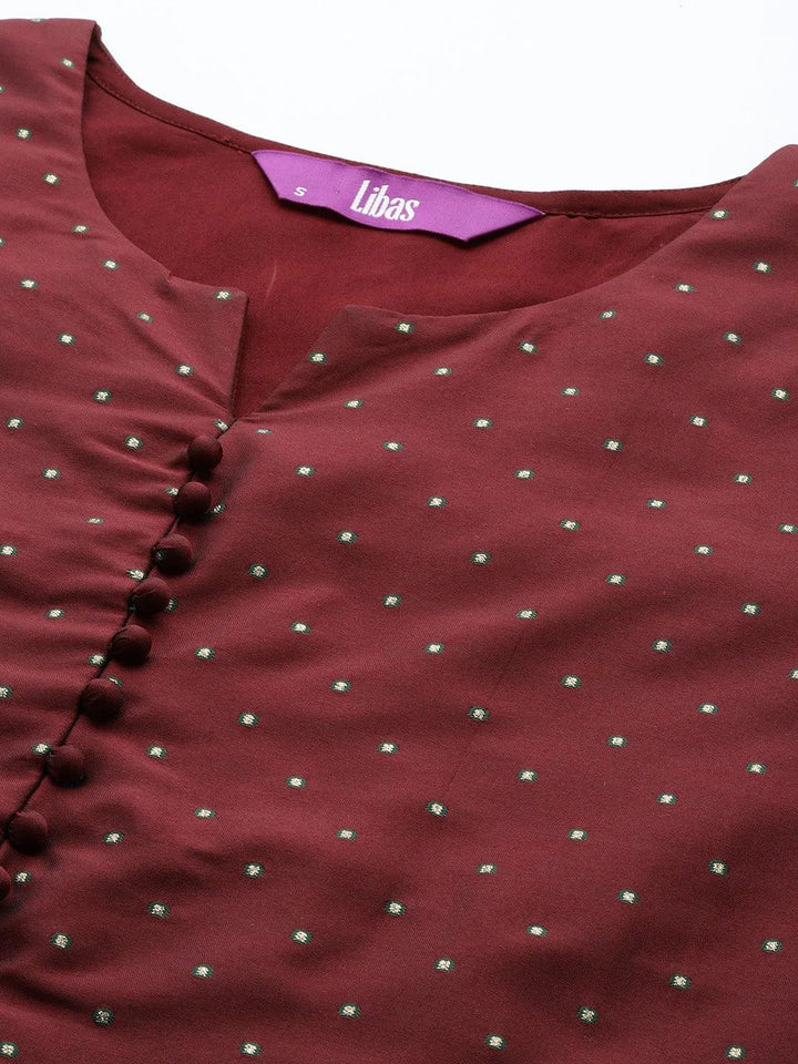 Maroon Woven Design Art Silk Straight Suit Set With Trousers - Libas