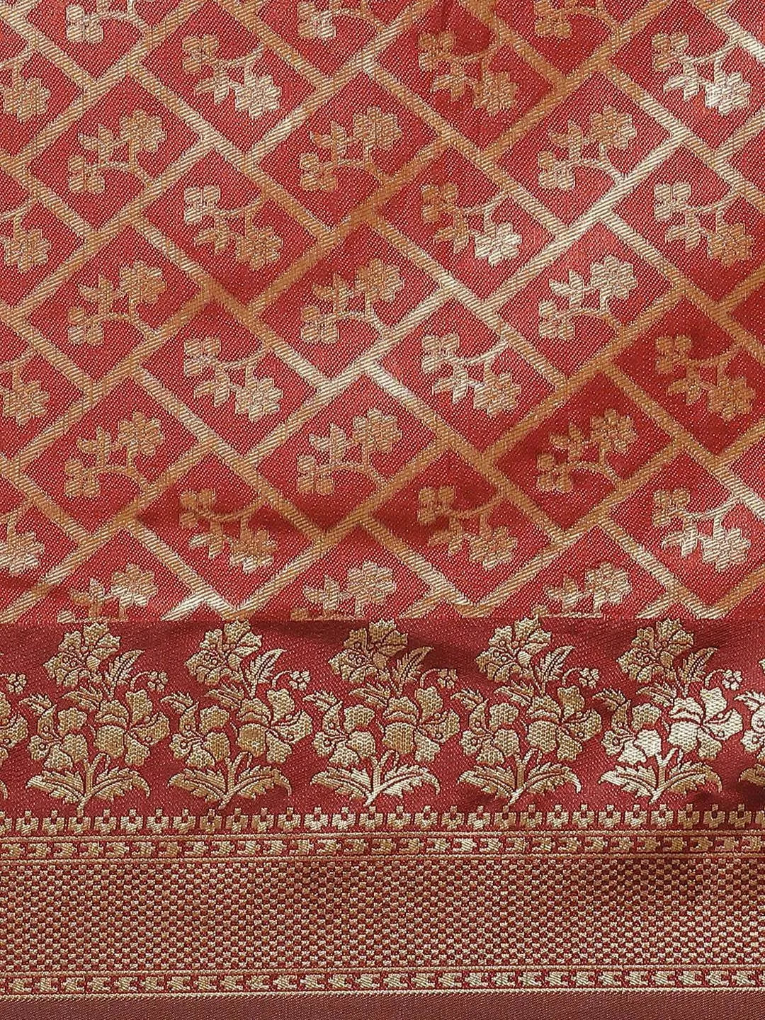 Maroon Woven Design Brocade Saree - Libas 